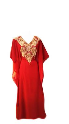Red georgette embroidered islamic wedding farasha 1