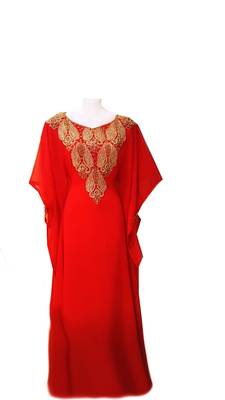 Red georgette embroidered islamic wedding farasha 1