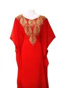 Red georgette embroidered islamic wedding farasha