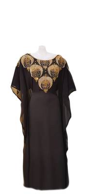 Black georgette embroidered islamic wedding farasha 1