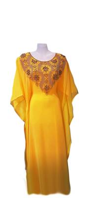 Yellow georgette embroidered islamic wedding farasha 1