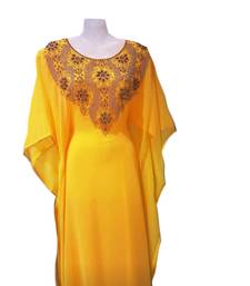 Yellow georgette embroidered islamic wedding farasha