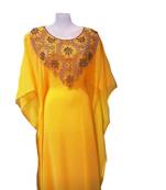 Yellow georgette embroidered islamic wedding farasha