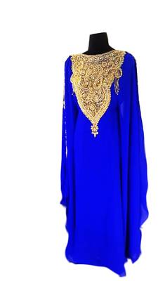 Royal blue georgette embroidered islamic wedding farasha 1