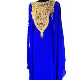 Royal blue georgette embroidered islamic wedding farasha