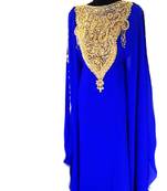 Royal blue georgette embroidered islamic wedding farasha