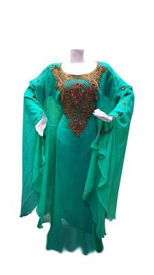 Green georgette embroidered islamic wedding farasha 1