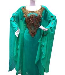 Green georgette embroidered islamic wedding farasha