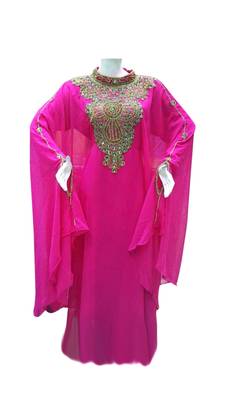 Pink georgette embroidered islamic wedding farasha 1