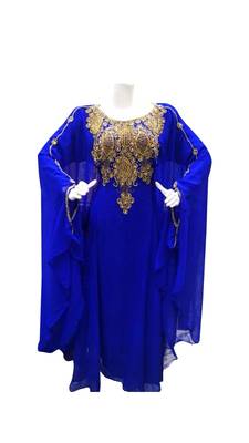 Royal blue georgette embroidered islamic wedding farasha 1