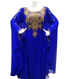 Royal blue georgette embroidered islamic wedding farasha