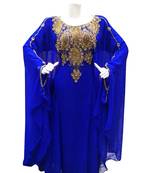 Royal blue georgette embroidered islamic wedding farasha