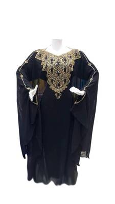 Navy blue georgette embroidered islamic wedding farasha 1