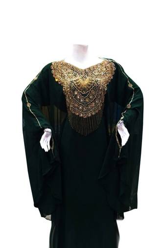 Black georgette embroidered islamic wedding farasha
