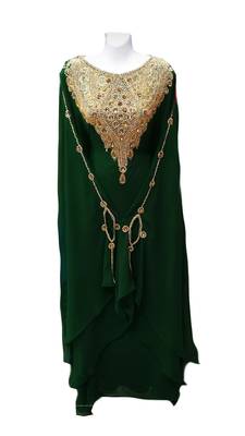 Green georgette embroidered islamic wedding farasha 1