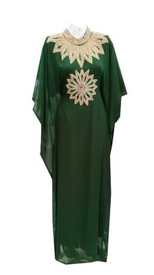 Green georgette embroidered islamic wedding farasha 1