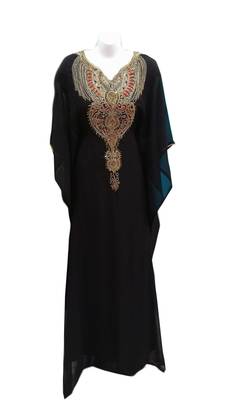 Black georgette embroidered islamic wedding farasha 1