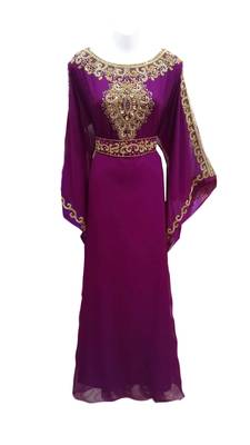 Purple georgette embroidered islamic wedding farasha 1