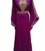 Purple georgette embroidered islamic wedding farasha