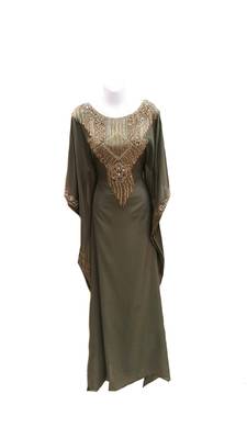 Mehendi green georgette embroidered islamic wedding farasha 1