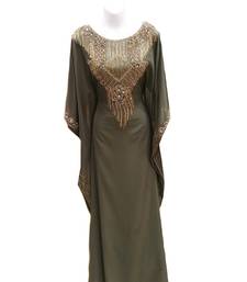 Mehendi green georgette embroidered islamic wedding farasha