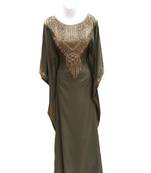 Mehendi green georgette embroidered islamic wedding farasha