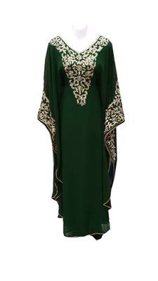Green georgette embroidered islamic wedding farasha 1
