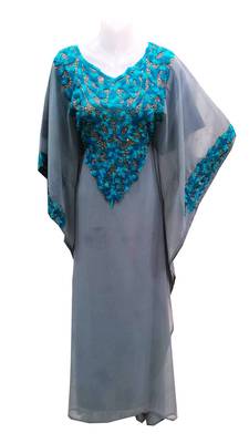 Grey georgette embroidered islamic wedding farasha 1
