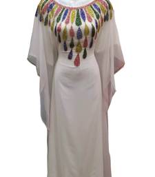 White georgette embroidered islamic wedding farasha