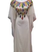 White georgette embroidered islamic wedding farasha