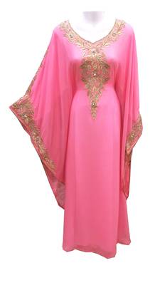 Pink georgette embroidered islamic wedding farasha 1