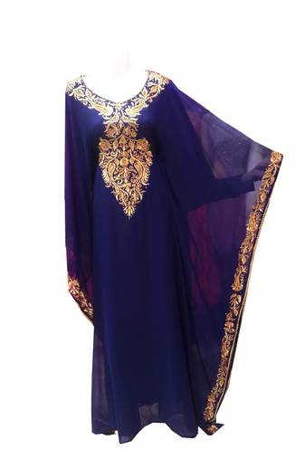 Blue georgette embroidered islamic wedding farasha