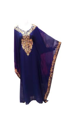 Blue georgette embroidered islamic wedding farasha 1