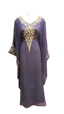Grey georgette embroidered islamic wedding farasha 1