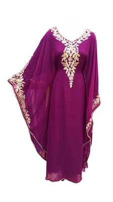 Purple georgette embroidered islamic wedding farasha 1