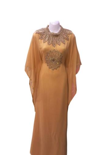 Beige georgette embroidered islamic wedding farasha