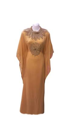 Beige georgette embroidered islamic wedding farasha 1