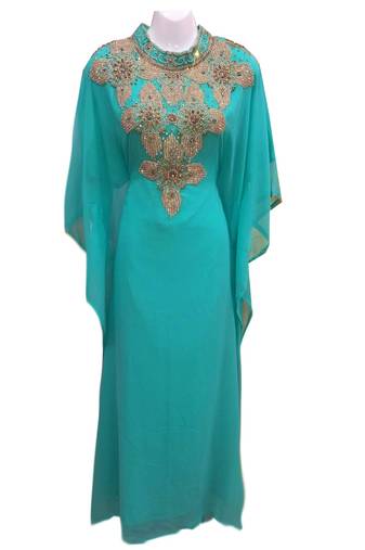 Firozi georgette embroidered islamic wedding farasha