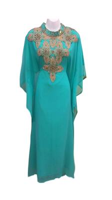 Firozi georgette embroidered islamic wedding farasha 1