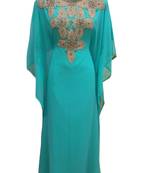 Firozi georgette embroidered islamic wedding farasha