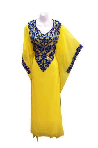 Yellow georgette embroidered islamic wedding farasha