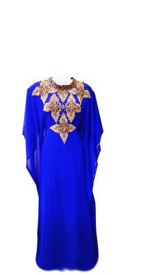 Royal blue georgette embroidered islamic wedding farasha 1