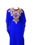 Royal blue georgette embroidered islamic wedding farasha