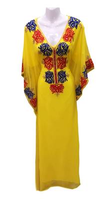 Yellow georgette embroidered islamic wedding farasha 1