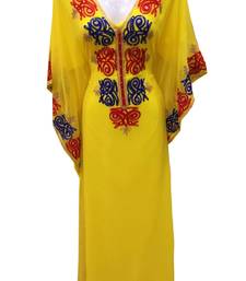 Yellow georgette embroidered islamic wedding farasha