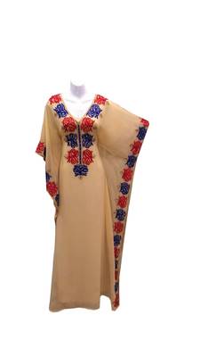 Beige georgette embroidered islamic wedding farasha 1