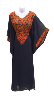 Purple georgette embroidered islamic wedding farasha 1
