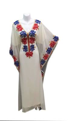 White georgette embroidered islamic wedding farasha 1