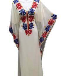 White georgette embroidered islamic wedding farasha