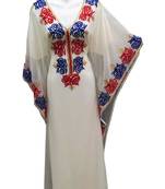 White georgette embroidered islamic wedding farasha